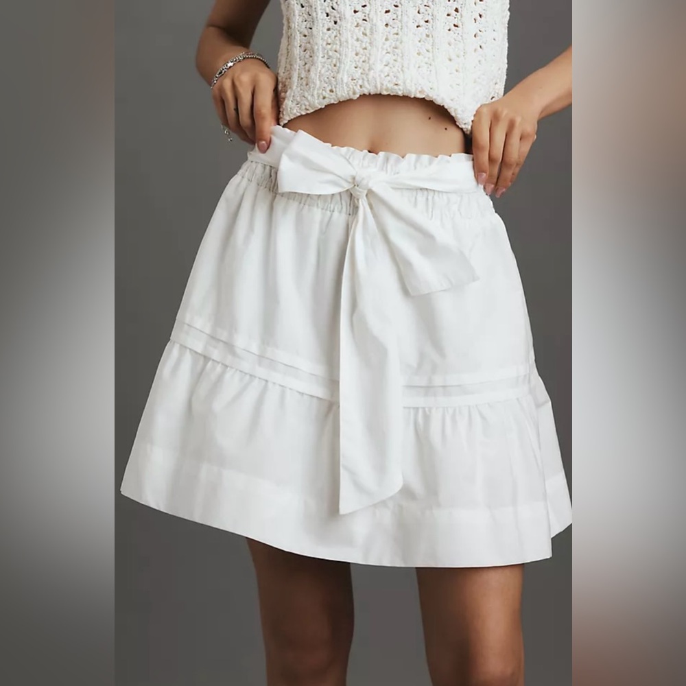 Anthropologie The Somerset Mini Skirt in White Size L. NWT